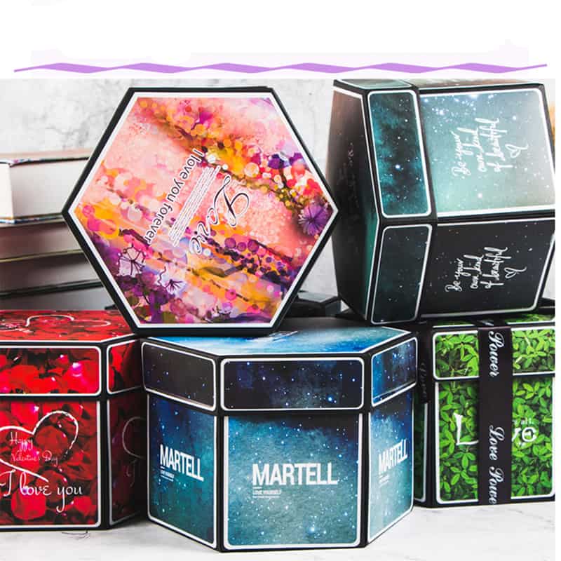 Explosion Box DIY Amazing Handmade Photo Album Surprise Box Gift for Wedding, Valentine's Day