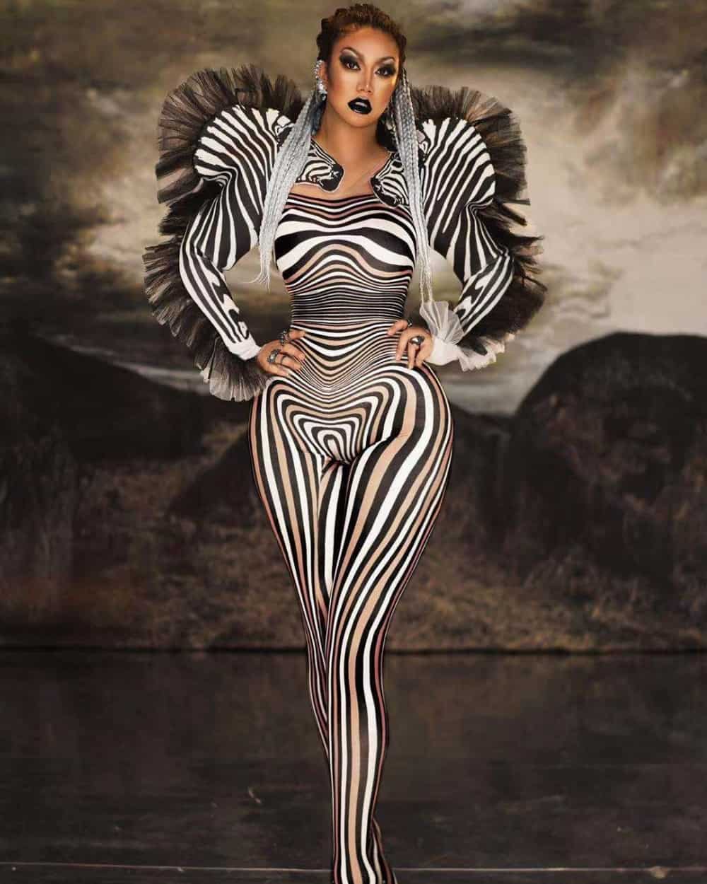Sexy Animal Print Jumpsuit Zebra Pattern Carnival Costume