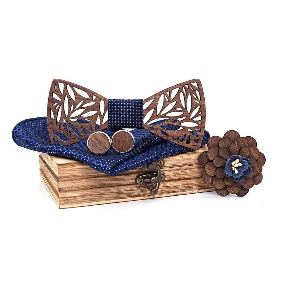 Attractive Wooden Bow Tie And Cufflinks Gift Set For Men